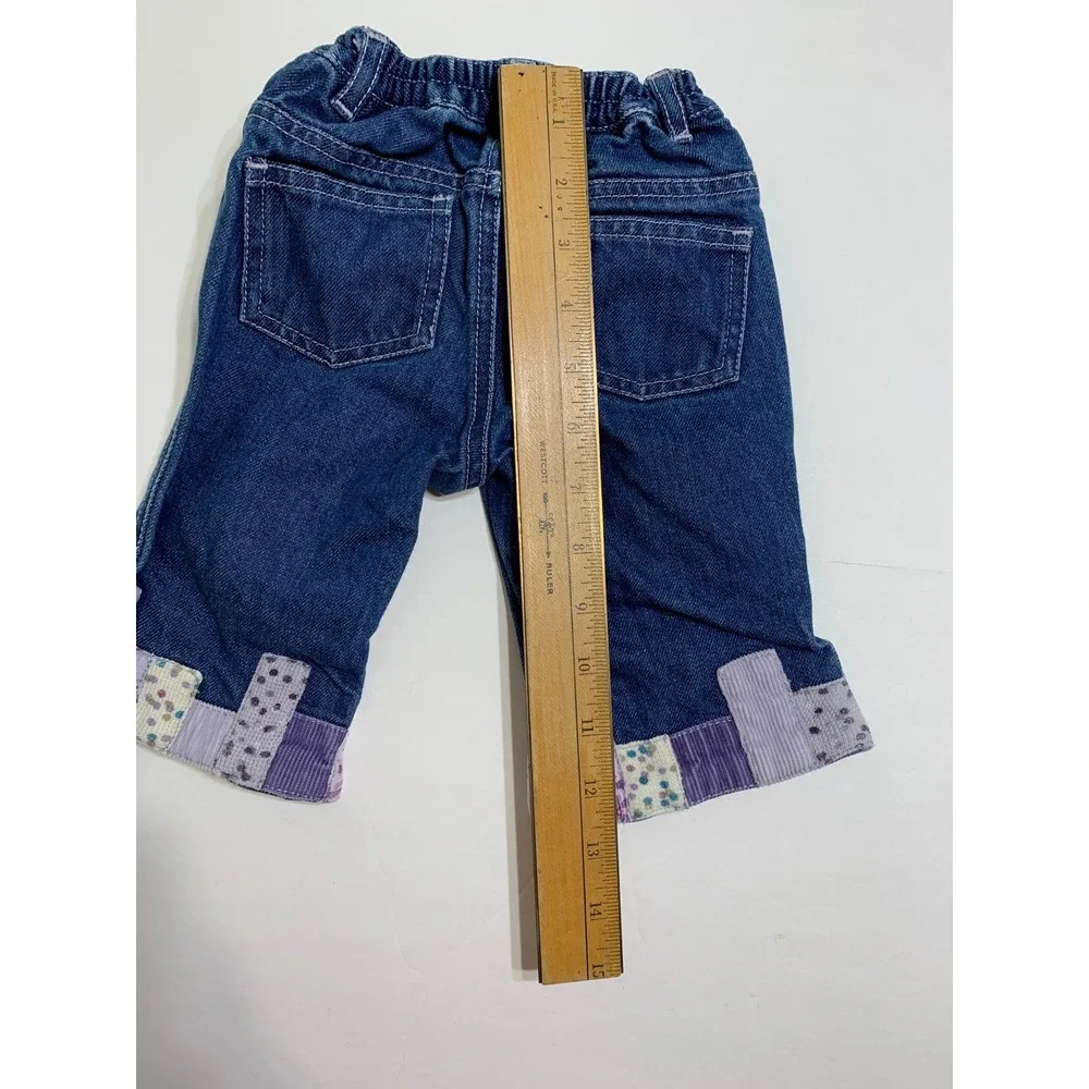 Baby Gap VTG Jeans 3-6 Months Distressed Denim Patchwork Cuffs Elastic Waist‎ - Picture 7 of 9